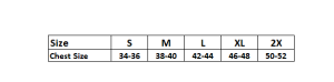 airfoil vest/jacket size chart