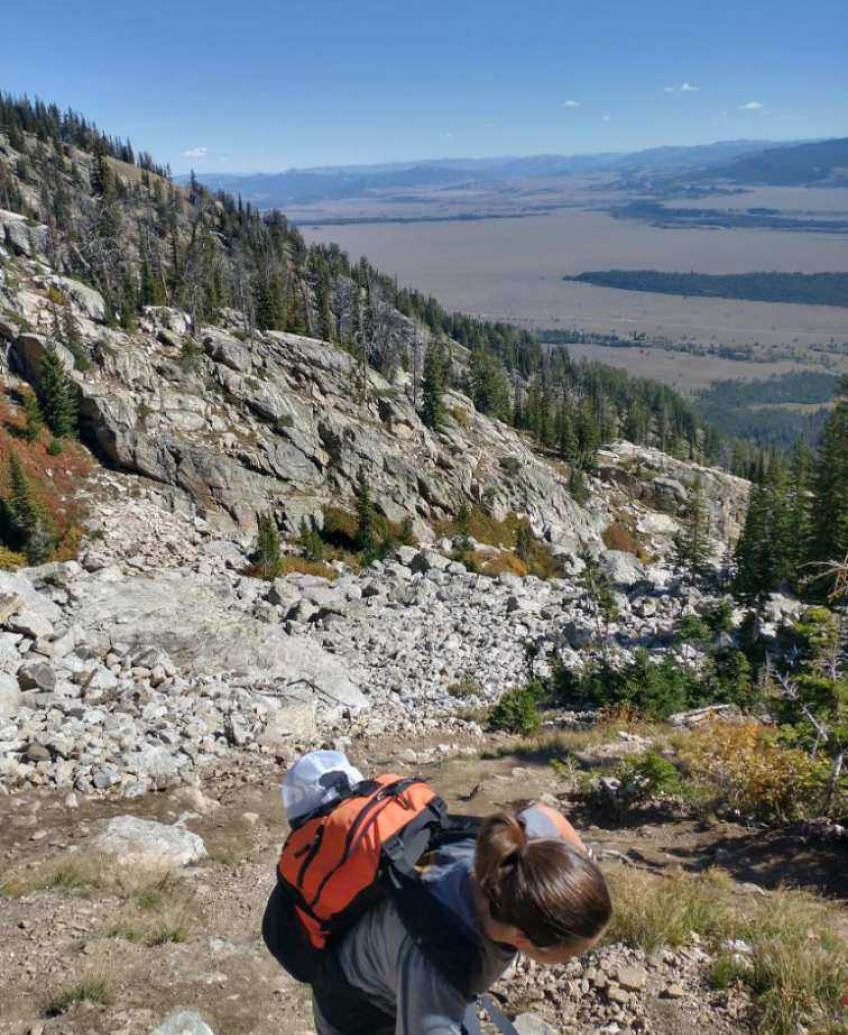 Hiking through the boulder field