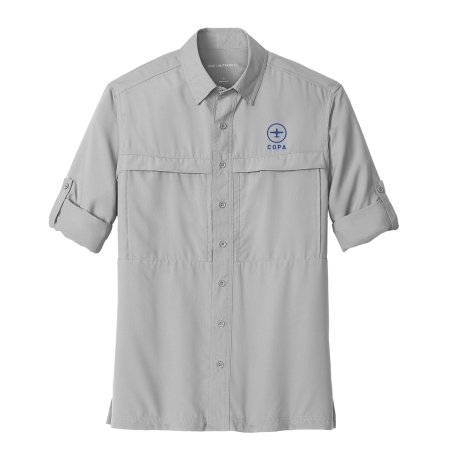 copa long sleeve guide shirt - gusty grey - vertical logo