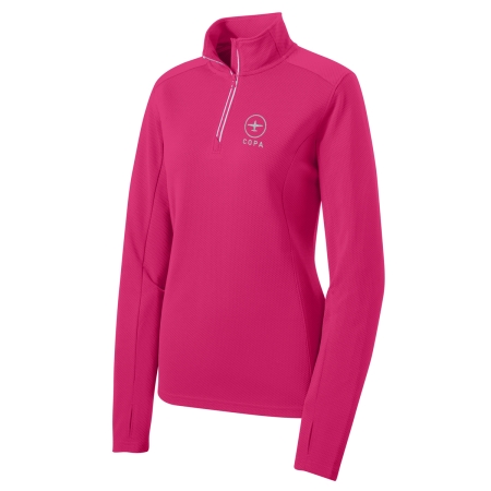 COPA Women's Approach 1/4 zip - raspberry pink - vertical logo